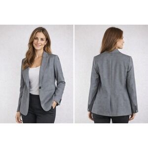 Ann Taylor Gray One Button Tailored Blazer Jacket Size 10 New